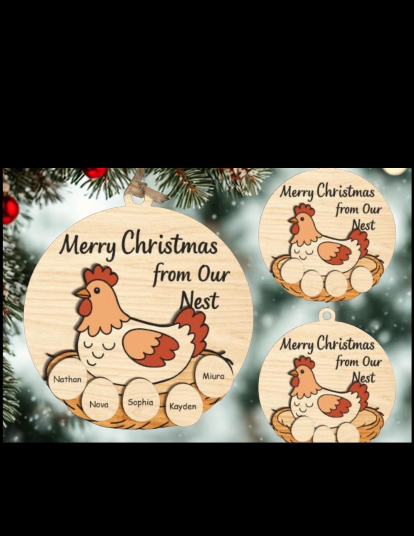 Cluckin’ Cute Family Chicken Ornament – Personalized with Up to 5 Names