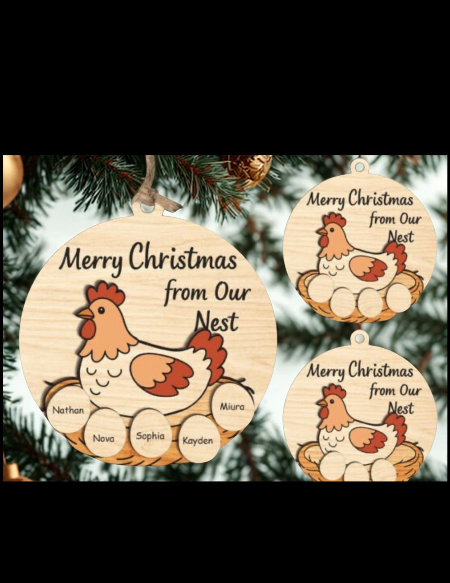 Cluckin’ Cute Family Chicken Ornament – Personalized with Up to 5 Names