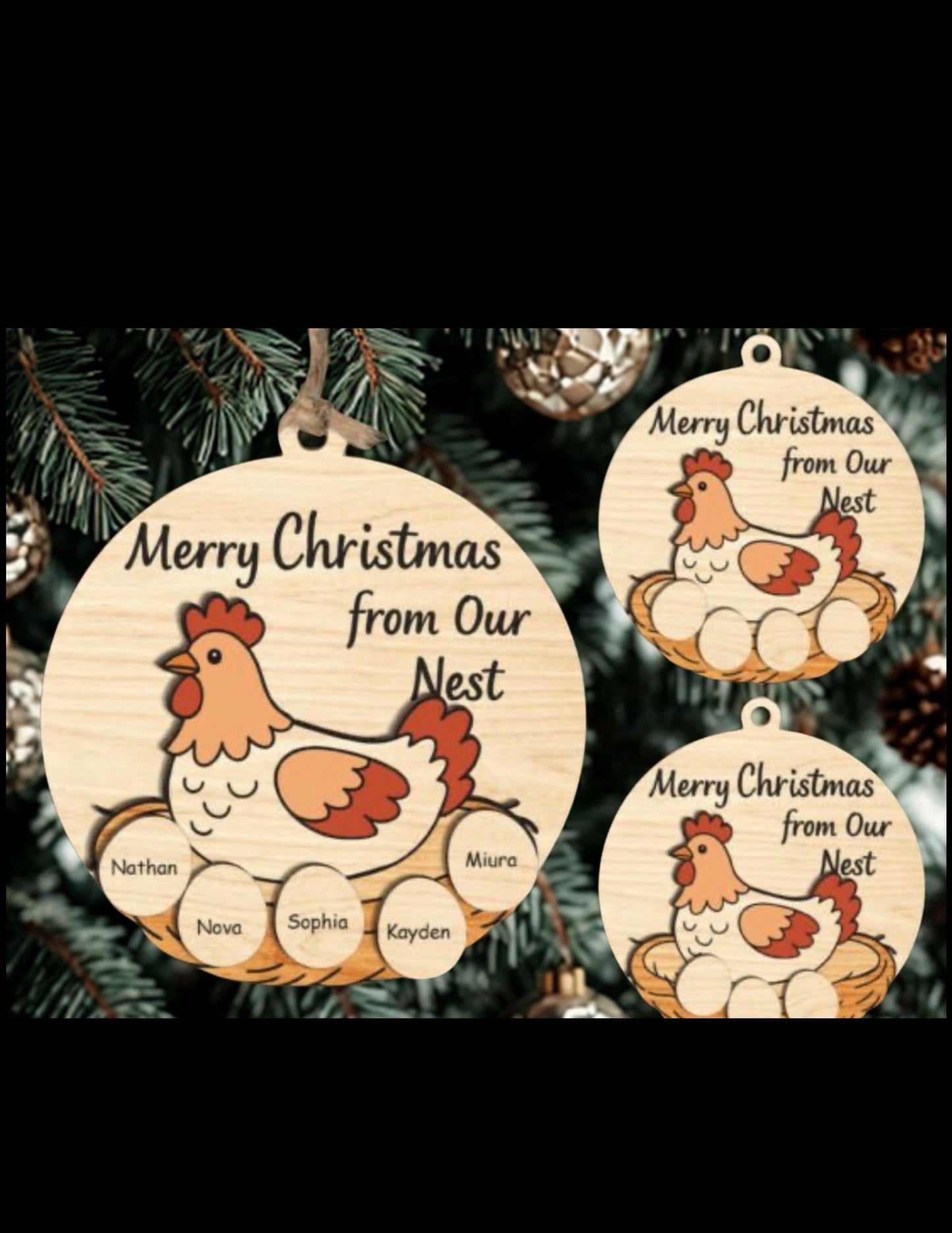 Cluckin’ Cute Family Chicken Ornament – Personalized with Up to 5 Names