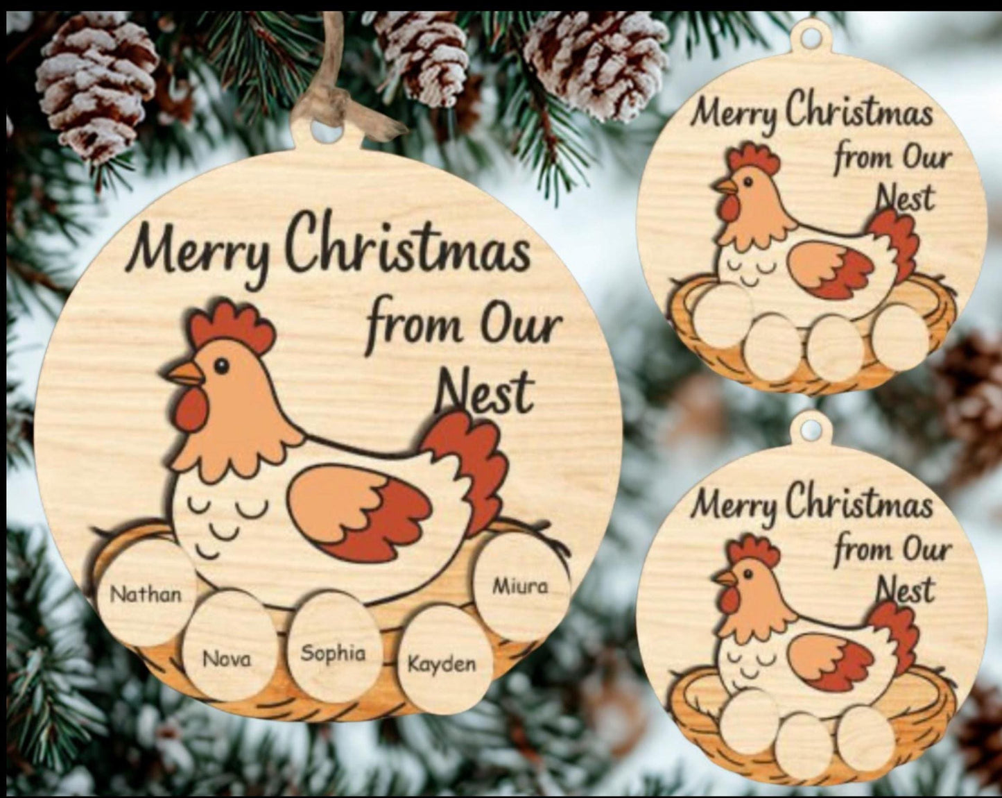 Cluckin’ Cute Family Chicken Ornament – Personalized with Up to 5 Names