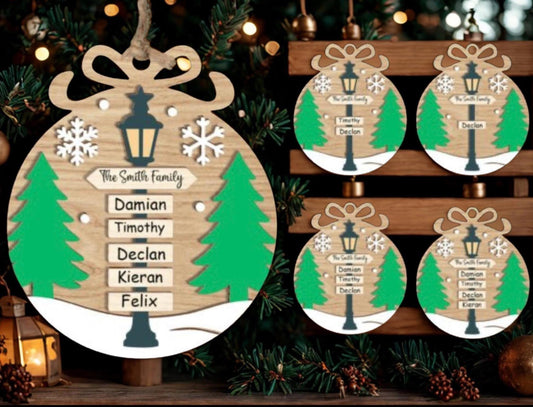 Personalized Family Tree Ornament – Handmade Wood Holiday Gift