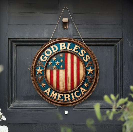 Patriotic Door Hanger – Handmade Americana Decor