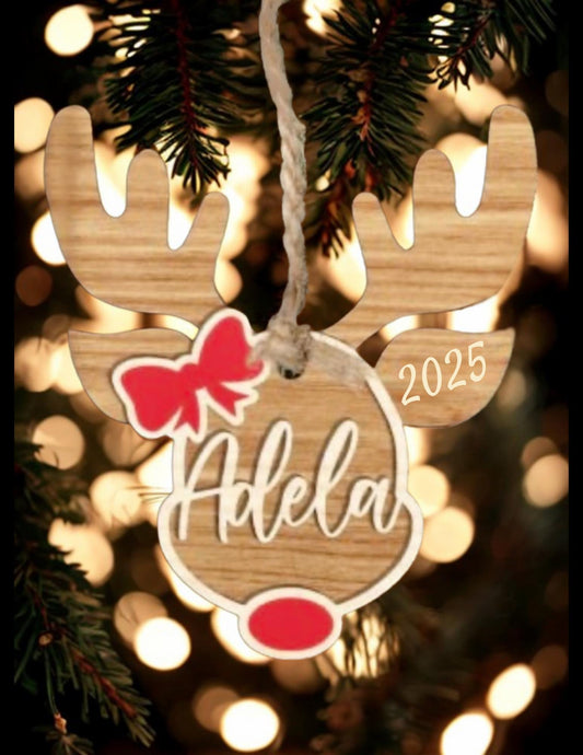 Deer Custom Name Christmas Ornament – Personalized Wooden Holiday Keepsake