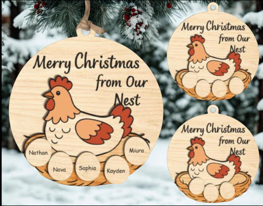 Cluckin’ Cute Family Chicken Ornament – Personalized with Up to 5 Names